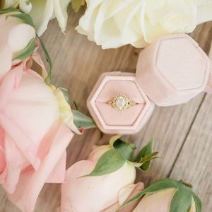 Blush Pink Velvet Ring Box